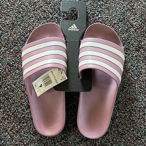 Adidas Light Pink and White Slides